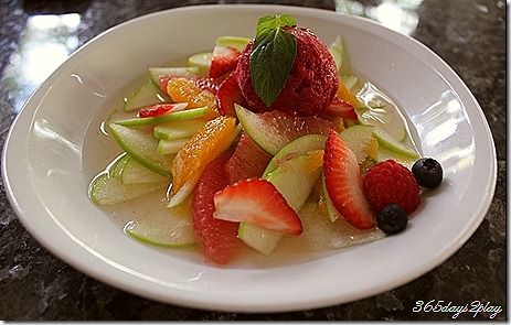 Fresh Fruit Salad with Raspberry Sorbet Fresh Fruit Salad with Raspberry Sorbet