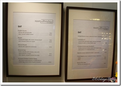 Room with a view menu Room with a view menu